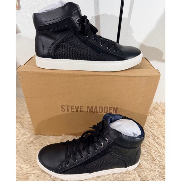 Steve Madden YUZO Black High Top Sneakers Men’s 9 NWT main image 5